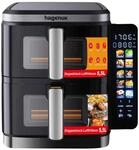 Hagenuk Premium Doppel-Hei&szlig;luftfritteuse 2&times;5,5L mit Sichtfenster, 10 Programmen,