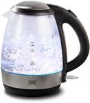 KHG Wasserkocher WK-121GES Glas LED, 1,2 Liter, abwaschbarer Kalkfilter,