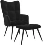 vidaXL Relaxsessel mit Hocker Schwarzer Samt