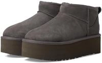 UGG Klassische Ultra Mini Plateau-Stiefel aus Leder dunkelgrau