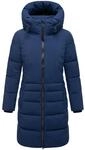 Navahoo Damen Langer Wintermantel warmer Steppmantel mit hohem Kragen und zur H&auml;lfte