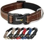 lionto Hundehalsband aus strapazierf&auml;higem Nylon, Gr&ouml;&szlig;e L, weiches gepolstertes