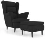 vidaXL Ohrensessel mit Hocker Armlehnen Fernsehsessel Polstersessel Loungesessel
