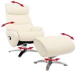 Relaxsessel mit Hocker HWC-K98AM, Fernsehsessel Sessel, Liegefunktion drehbar,...