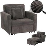 Mendler Schlafsessel HWC-L90 Liegefl&auml;che 200x100cm Stoff Cord - dunkelgrau 