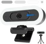 VIZOLINK W4LS Webcam HD 2K/1080P mit Ring-Beleuchtung, Autofokus, Klarer