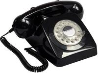 GPO 746ROTARYBLA Retro Telefon mit W&auml;hlscheibe im 70er Jahre Design Schwarz