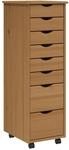 vidaXL Rollschrank mit Schubladen MOSS Honigbraun Massivholz Kiefer