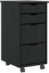 vidaXL Rollschrank mit Schubladen Moss Schwarz Massivholz Kiefer, Kommode,