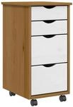 vidaXL Rollschrank mit Schubladen Moss Honigbraun Massivholz Kiefer, Kommode,