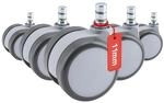 hjh OFFICE 619047 5er Set Hartbodenrollen 11mm / 60mm ROLO Move Wei&szlig;/Grau Leise