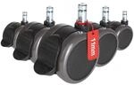 hjh OFFICE 619033 5X Hartbodenrollen mit Feststellbremse 11mm / 65mm Stuhlrollen