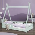 ML-Design Kinderbett Tipi 80x160 cm Mint mit Rausfallschutz und Lattenrost, aus