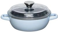 Riess, 0043-028, Schmorpfanne hoch mit Glasdeckel &Oslash; 20cm, BACKEMAILLE BLAU, Emaille,