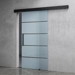Mai & Mai Glasschiebet&uuml;r komplettset softclose Schwarz 5-Milchglas Streifen