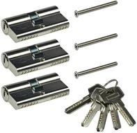 ChiliTec Schlie&szlig;zylinder 3St&uuml;ck 60mm 30/30mm Zylinder f&uuml;r DIN T&uuml;rschloss Not- und