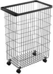 Yamazaki 4777 TOWER Laundry Basket with Wheels, black, Steel/Nylon, 28 x 46.5 x 61 cm