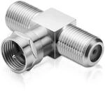 Sat-Adapter T-St&uuml;ck Verteiler 1-x F-Stecker / 2-x F-Kupplung