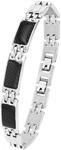Amor Armband Edelstahl Carbon Herren Armschmuck, 20,5+1,5 cm, Silber, Kommt in
