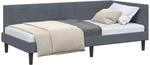 vidaXL Eckbettgestell mit Kopfteil Dunkelgrau 90 cm x 190 cm Samt