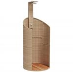 vidaXL Gartendusche, Outdoor Dusche mit Lattenboden Stahlrahmen, Terrassendusche f&uuml;r