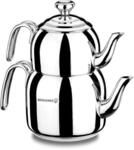 Korkmaz Droppa Midi Tea Pot Set/Caydanlik Takimi Teekocher, Edelstahl, Mehrfarbig,