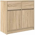 vidaXL Sideboard mit Schublade Sonoma-Eiche 80x34x76 cm Holzwerkstoff, Kommode,