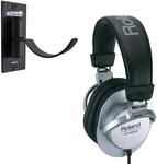 Roland RH-200S Monitor Kopfh&ouml;rer Silver + keepdrum Kopfh&ouml;rer-Wandhalter