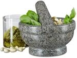 Relaxdays Granit M&ouml;rser mit St&ouml;&szlig;el 17 cm Durchmesser, robuster, grau