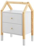 Juskys Kinder Nachttisch Enny mit 2 Schubladen - Nachtschrank klein, schmal & modern