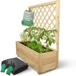 holz4home&reg; Pflanzkasten mit Rankgitter M aus Kiefernholz I 34x98x104 cm I inkl.