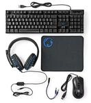 NEDIS Gaming Combo Kit - 5-in-1 - Tastatur, Headset, Maus und Mauspad - Schwarz -