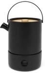 schwarze keramische Teekanne 1.2 Liter mit Teew&auml;rmer - isolierende...