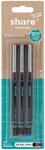 share Tintenroller 3er-Set roller, Schreibger&auml;t, schwarz, verschlei&szlig;fest,