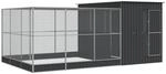 vidaXL Voliere mit Erweiterung Silbern 497x303x216 cm Stahl, Vogelvoliere,