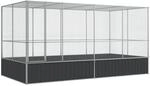 vidaXL Voliere mit Erweiterung Silber 418 x 207 x 212 cm Stahl