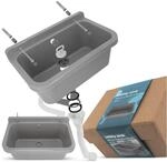 Waschbecken Sp&uuml;lbecken Ausgussbecken Waschtrog Becken 55x34x21cm Grau Gewerbe
