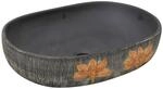 vidaXL Aufsatzwaschbecken Grau und Schwarz Oval 59x40x14 cm Keramik