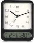 Hama analoger Wecker (mit digitaler Temperaturanzeige, mit Hygrometer, ohne Ticken, 1