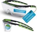 PRO FIT Schutzbrille "Kubik" Schwarz/Gr&uuml;n - &Uuml;berbrille mit Gro&szlig;er & Klarer...