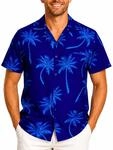 King Kameha Funky-Hawaii-Hemd, Kurzarm, Palm-Shadow, Blau-T&uuml;rkis, XS