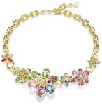 Swarovski Idyllia Halskette, Mehrfarbige, Vergoldete Damenhalskette mit Farbenfrohen