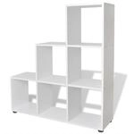 vidaXL Treppenregal B&uuml;cherregal Raumteiler Stufenregal Aktenregal 107 cm wei&szlig;