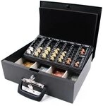hjh OFFICE Geldkassette Safe I Stahl 35,5 x 27,5 x 10,5 cm, Euro-M&uuml;nzbrett,