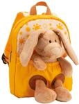 NICI Rucksack 21x26cm gelb mit Pl&uuml;schtier Hase 25cm - Abnehmbarer Pluschspielzeug