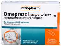 OMEPRAZOL ratiopharm SK 20 mg msr.Hartkaps. 14 St