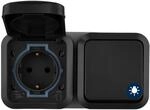 REV AquaStorm, Feuchtraum Steckdose Aufputz mit Lichtschalter, IP55, waagrecht,...