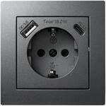 McPower Schutzkontakt Steckdose mit 1x USB-C - 18W Quickcharge - 1x USB-A |...