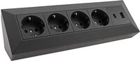 ChiliTec Ecksteckdose 4-Fach Mehrfachsteckdose 230V Schwarz | USB-A, USB-C PD,...