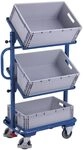 Variofit Beistellwagen, 3 K&auml;sten (2x neigbar, 1x fest), Ladefl&auml;che 612x412 mm